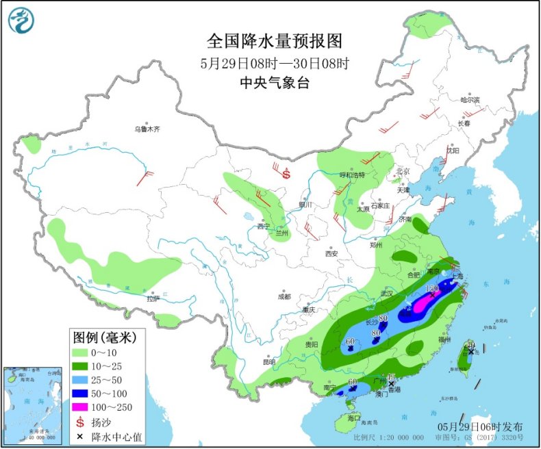 江南华南等地有较强降水过程 北方地区多大风天气