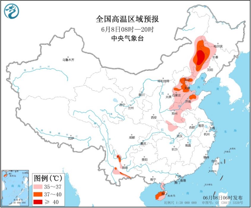 桂北暴雨区重叠度高 京津冀内蒙古气温将破37℃