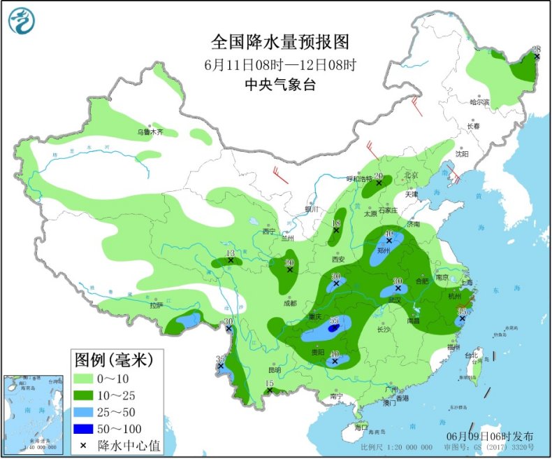 暴雨黄色预警持续 江南华南等地仍将有强降雨