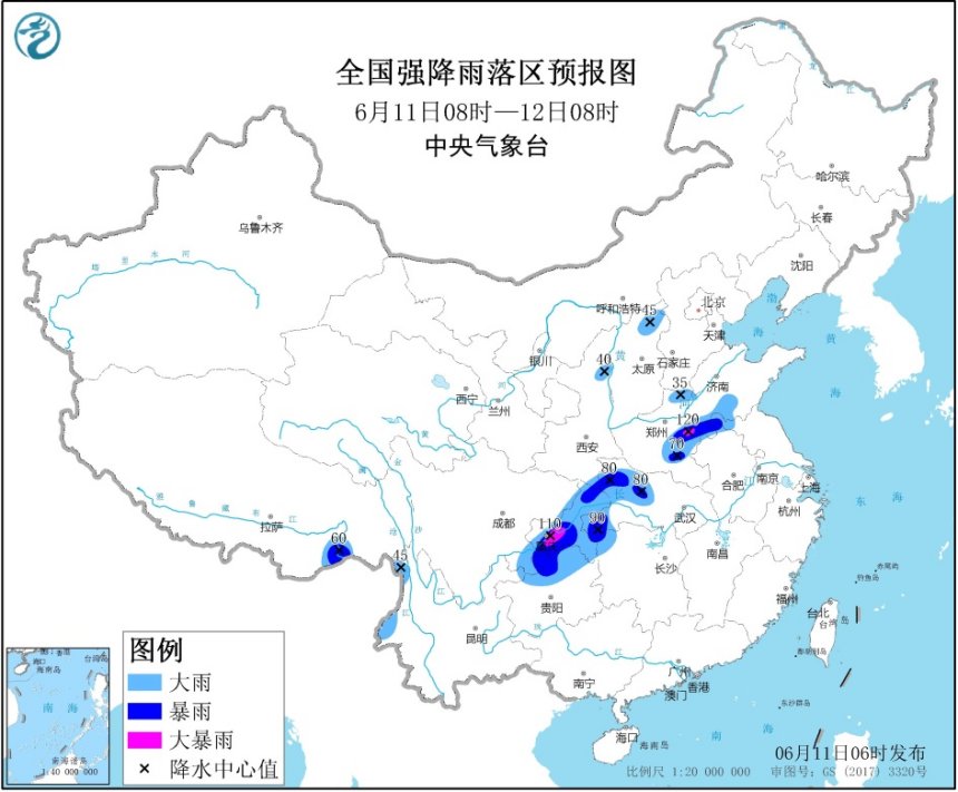 西南地区东部至黄淮等地有较强降雨 东北华北等地多阵雨或雷阵雨