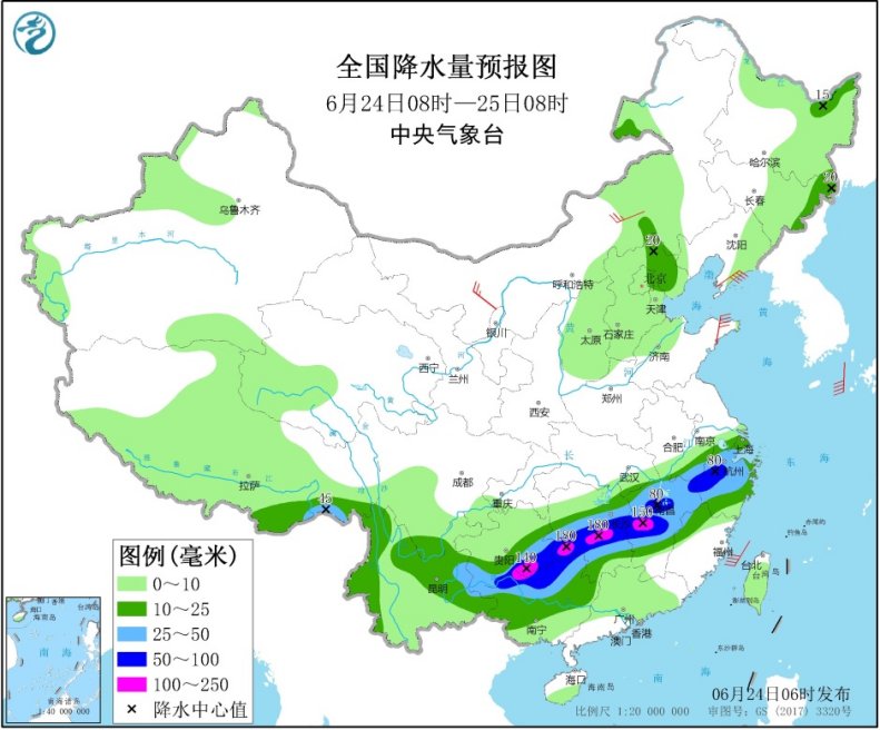 强降雨带横卧黔桂湘赣浙 华北黄淮警惕强对流