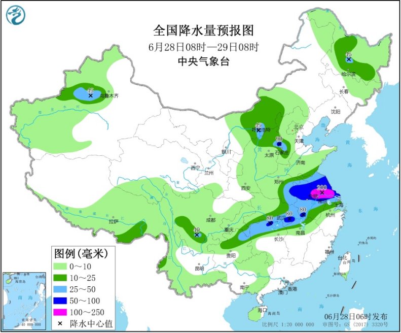 江汉东部黄淮江淮江南北部有强降雨 西北地区东部华北多对流性天气