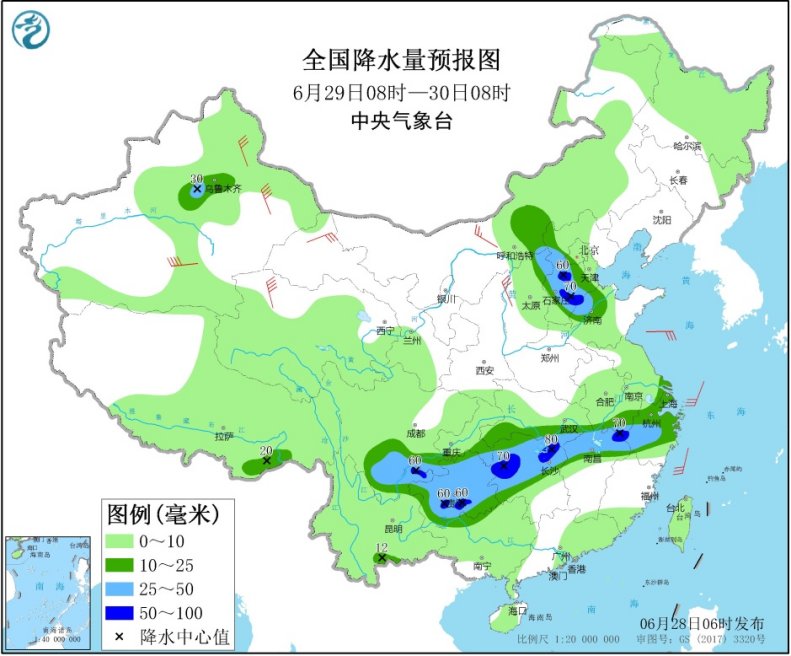 江汉东部黄淮江淮江南北部有强降雨 西北地区东部华北多对流性天气