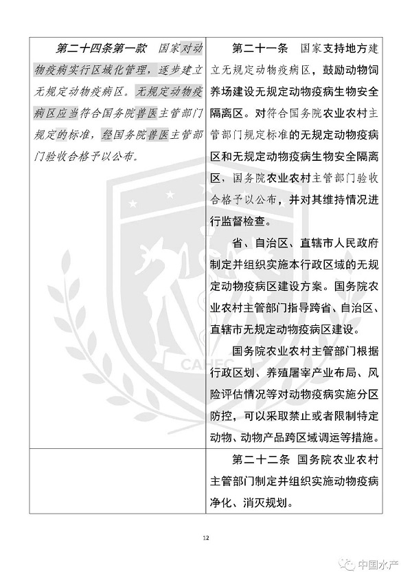 《中华人民共和国动物防疫法》修改前后对照表