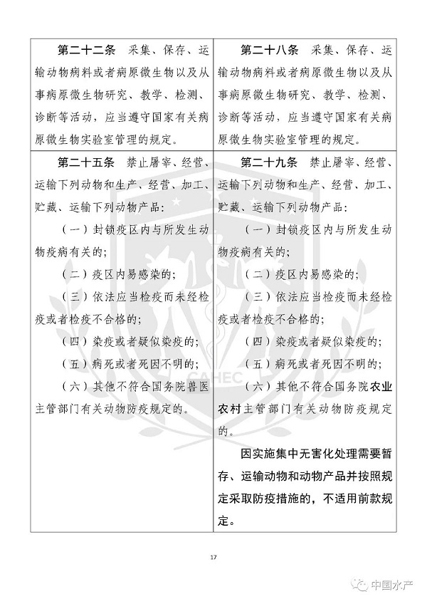 《中华人民共和国动物防疫法》修改前后对照表