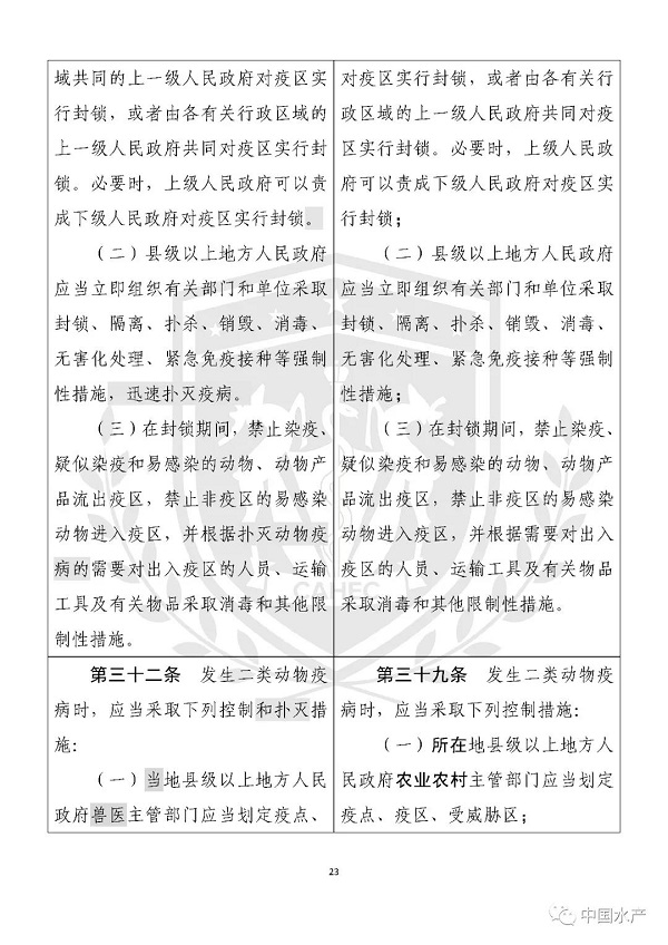 《中华人民共和国动物防疫法》修改前后对照表