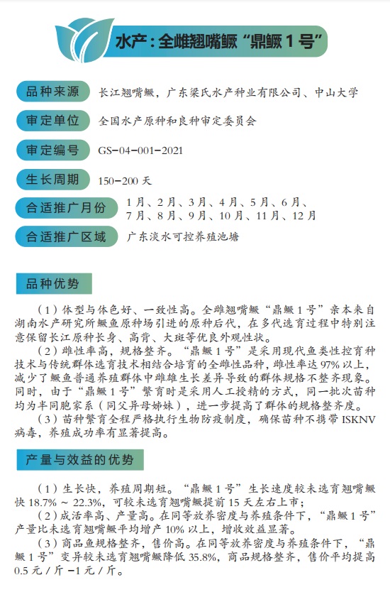 今年养什么？快来收藏2022年广东主导水产品种