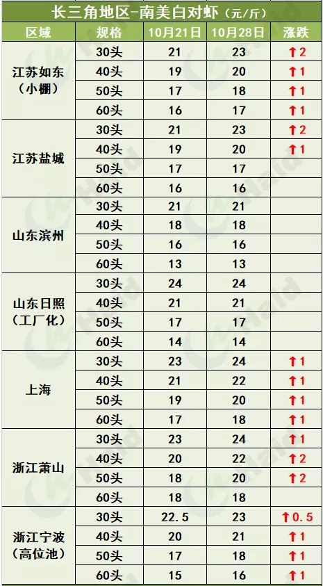 虾价行情 | 天气降温明显！虾价有“受冻”吗？10月28日全国最新塘头价