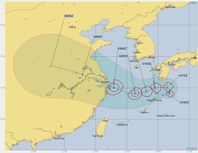 台风“云雀”结束打转启动西行，未来或近海增强